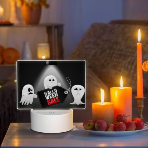 Rectangular Acrylic Night Light, A Ghost Holding A Halloween Sale Sign. -Nuas Diy Shop 3fe467ff4f4fad78942f4f0ffcf3f1aa6cd49383