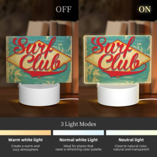 Rectangular Acrylic Night Light, A Surf Club Logo With A Palm Tree And The Words "California.". -Nuas Diy Shop 4080de2b2a241f33e753193a396ac59a1cd1f949