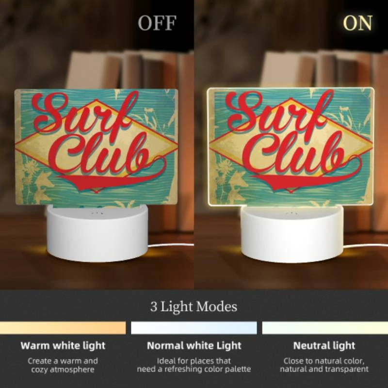 Rectangular Acrylic Night Light, A surf club logo with a palm tree and the words "California.". Rectangular Acrylic Night Light, A Surf Club Logo With A Palm Tree And The Words "California.". -Nuas Diy Shop 4080de2b2a241f33e753193a396ac59a1cd1f949