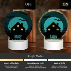 Round Acrylic Night Light, A House With A Blue Moon And Bats Flying Around It. -Nuas Diy Shop 409c999b0f96f7ee91bc4df69ad821da5074f624