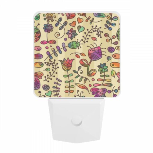 Night Light, A Colorful Flower Pattern On A Wallpaper. -Nuas Diy Shop 40aba029854992932ac1cafca1150596b2a88022
