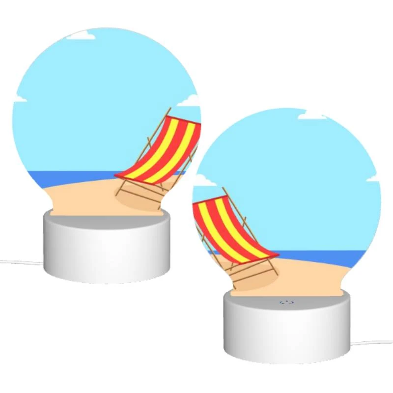 Round Acrylic Night Light, A colorful beach chair is sitting on a sandy beach. Round Acrylic Night Light, A Colorful Beach Chair Is Sitting On A Sandy Beach. -Nuas Diy Shop 410b661def382f6f525b0f4767ab2a52caf5a702