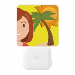 Night Light, A Woman With A Red Shirt And A Smile Is Standing In Front Of A Palm Tree. -Nuas Diy Shop 410f90b0265e6d856f70014a9f0e83995c91506d