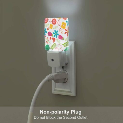 Night Light Set Of 2, A Colorful Flower Pattern With Hearts And Leaves. -Nuas Diy Shop 416cb0acbfca7321eacc77c45c3dfbb30585c3a1