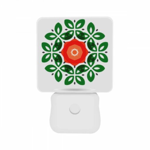 Night Light Set Of 2, A Green Leaf Design With A Red Center. -Nuas Diy Shop 41b4e7f87acad68353b4646c047ae46ae7a30f41