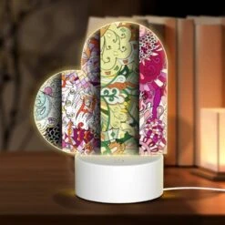 Love Acrylic Night Light, Four Different Colored Paintings Of Flowers.