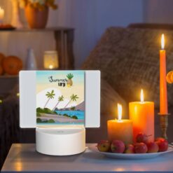 Rectangular Acrylic Night Light, A Colorful Poster Of A Tropical Island With A Pineapple On Top. -Nuas Diy Shop 42327ec36bbe63a8a243eae71370b70e13dd2ae9