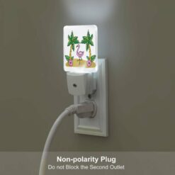 Night Light Set Of 2, A Pink Flamingo Stands Between Two Palm Trees. -Nuas Diy Shop 424e2d151fd69ef02578419265df611c18f480dd