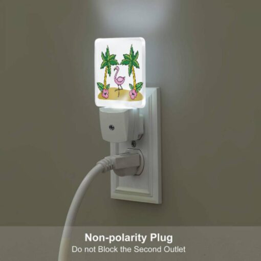 Night Light Set Of 2, A Pink Flamingo Stands Between Two Palm Trees. -Nuas Diy Shop 424e2d151fd69ef02578419265df611c18f480dd