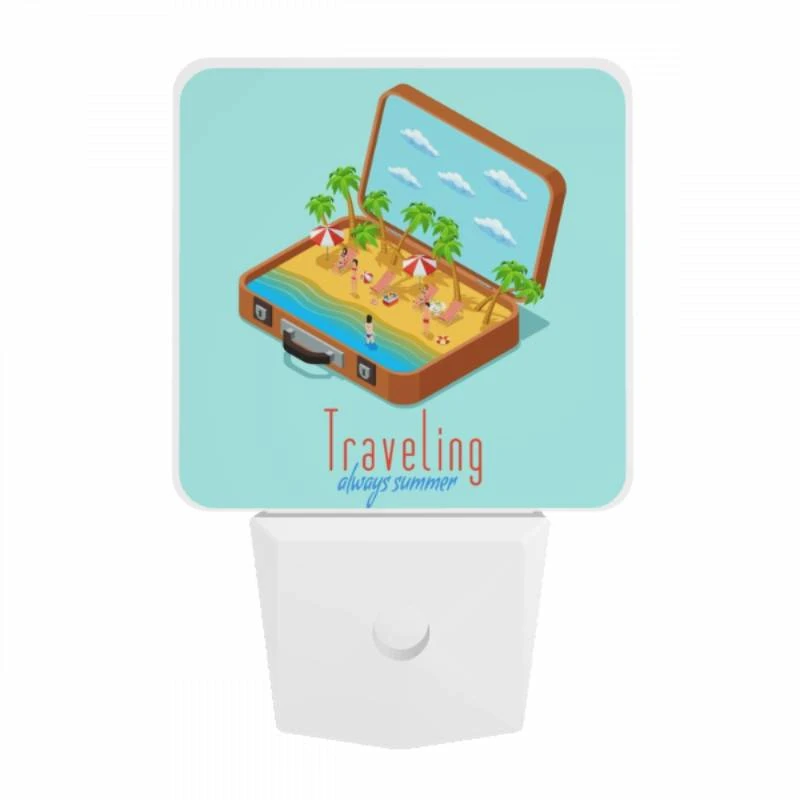 Night Light, A cartoon suitcase with a beach scene inside. Night Light, A Cartoon Suitcase With A Beach Scene Inside. -Nuas Diy Shop 42683b7b8be7f2e76de42a593459080d071ed477