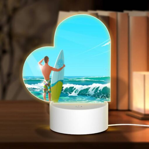 Love Acrylic Night Light, A Man With A Surfboard Is Standing In The Ocean. -Nuas Diy Shop 42c700b6d4229c121e59d1b07b714354841af15e