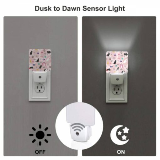 Night Light Set Of 2, A Cat Is Laying On A Pink Surface With A Cat House In The Background. -Nuas Diy Shop 433055c690ba8aad5193ca463f6c927b6c8b4323