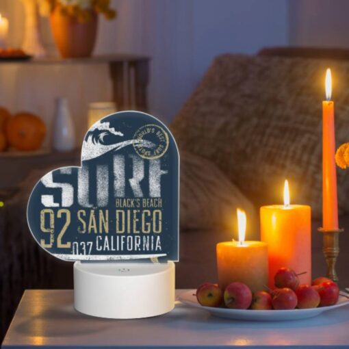 Love Acrylic Night Light, A Surfboard With The Words "92 San Diego" Written On It. -Nuas Diy Shop 43a652512579a15261500140dbdf74a1c43c328c