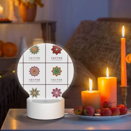 Round Acrylic Night Light, A Collection Of Colorful Geometric Shapes. -Nuas Diy Shop 43ea248089048619c865788359ad1bf8b31fce65