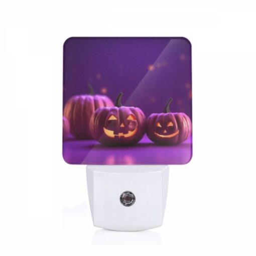 Night Light, Two Pumpkins With Faces Drawn On Them Sit On A Purple Background. -Nuas Diy Shop 43f4b1f1426735ca7ee67dda86c8884d5f567761