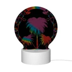 Round Acrylic Night Light, A Colorful Image Of A Palm Tree With A Rainbow Background. -Nuas Diy Shop 43f8e8fd13a536fe83c74e43aaf7138f0d2f2744