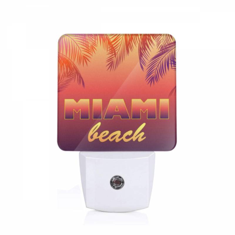Night Light, A colorful beach sign with the words "Miami Beach" written in yellow. Night Light, A Colorful Beach Sign With The Words "Miami Beach" Written In Yellow. -Nuas Diy Shop 44a860f0cb8e6286339b812f49770033b5365c88