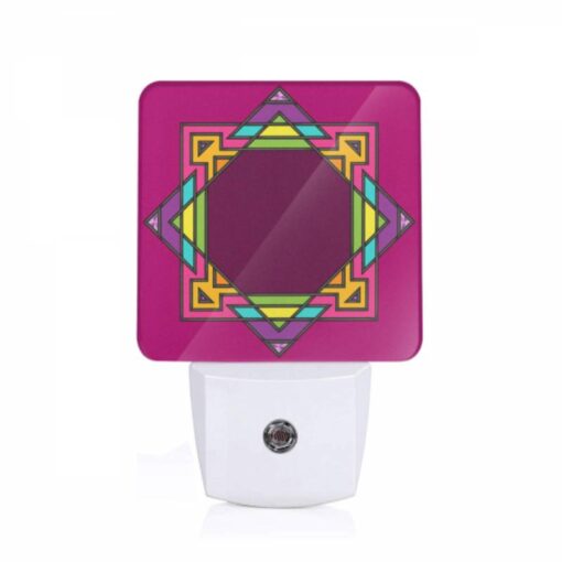 Night Light, A Colorful Geometric Design On A Pink Background. -Nuas Diy Shop 45021e11ec9e2d2066bc98c6d5db8d3302265f32