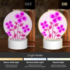 Round Acrylic Night Light, A Bouquet Of Pink Flowers With Purple Petals. -Nuas Diy Shop 456c55ef6c94e700d5add94d10df297b74176516