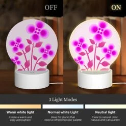 Round Acrylic Night Light, A Bouquet Of Pink Flowers With Purple Petals. 4 Round Acrylic Night Light, A Bouquet Of Pink Flowers With Purple Petals. -Nuas Diy Shop 456c55ef6c94e700d5add94d10df297b74176516