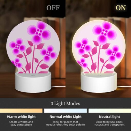 Round Acrylic Night Light, A Bouquet Of Pink Flowers With Purple Petals. -Nuas Diy Shop 456c55ef6c94e700d5add94d10df297b74176516