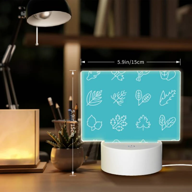 Rectangular Acrylic Night Light, A collection of leaves and flowers in black and white. Rectangular Acrylic Night Light, A Collection Of Leaves And Flowers In Black And White. -Nuas Diy Shop 45be400300a6d4a62942c0d6e48ca05141149af8