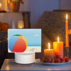 Rectangular Acrylic Night Light, A Colorful Beach Ball Is Sitting On A Sandy Beach. -Nuas Diy Shop 45f4e12f9cc52e318da04e086545ff3aba8fcde7