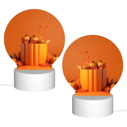 Round Acrylic Night Light, A Stack Of Pumpkins With Leaves On Top. -Nuas Diy Shop 46104a4ef422f473c3b44a00045679fae43b3cb1