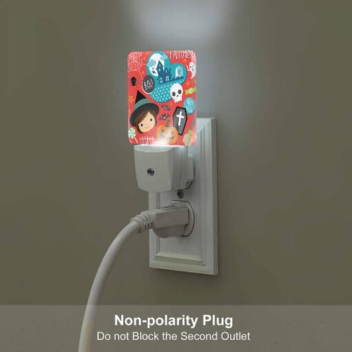 Night Light Set Of 2, A Halloween Themed Image With A Girl And Various Halloween Symbols. -Nuas Diy Shop 4670120b16282f02031d3be27e1060b5a8d5e12f