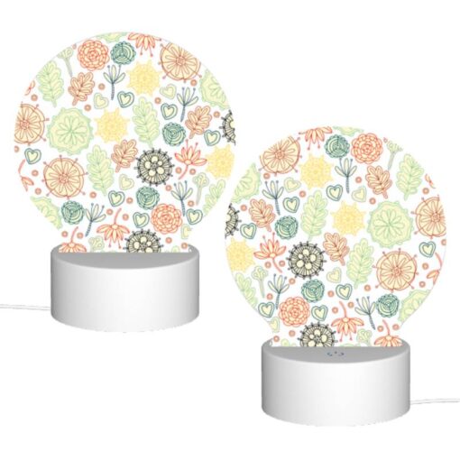 Round Acrylic Night Light, A Colorful Floral Pattern With Hearts And Flowers. -Nuas Diy Shop 46792a987ffd3a92e31e7d32197b3799d7e324f4
