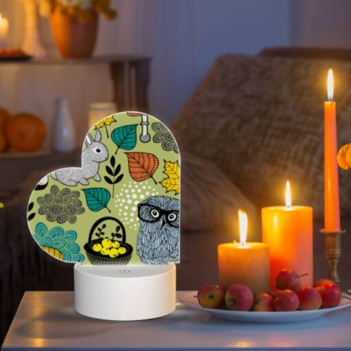 Love Acrylic Night Light, A Colorful Cartoon Of A Bunny And A Mushroom With A Basket Of Fruit. -Nuas Diy Shop 47800f4d65a6060bdb7505774d8e11199b2e88c2
