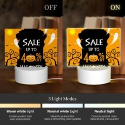 Rectangular Acrylic Night Light, A Halloween Sale Sign Advertises A 40% Discount. -Nuas Diy Shop 478104439ad36c36a553de4f2b543fa48091bc90