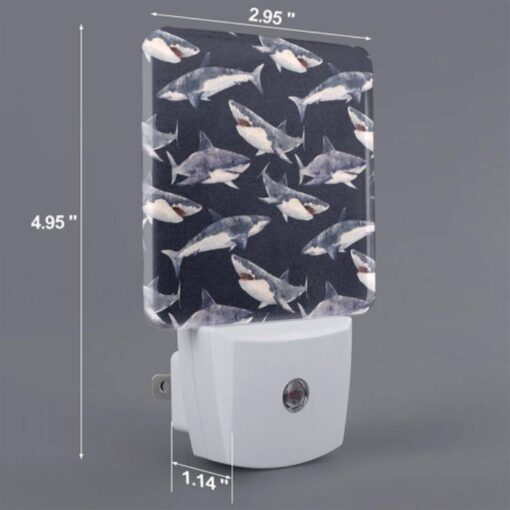 Night Light Set Of 2, A Pattern Of Sharks On A Blue Background. -Nuas Diy Shop 47a463ff7fb27b3ed8e8e4c568212fe9b16acae4