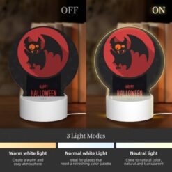 Round Acrylic Night Light, A Red And Black Bat With A Pumpkin On Its Head. -Nuas Diy Shop 47dbc9dbea4e1061c596231433d9597d871100e4