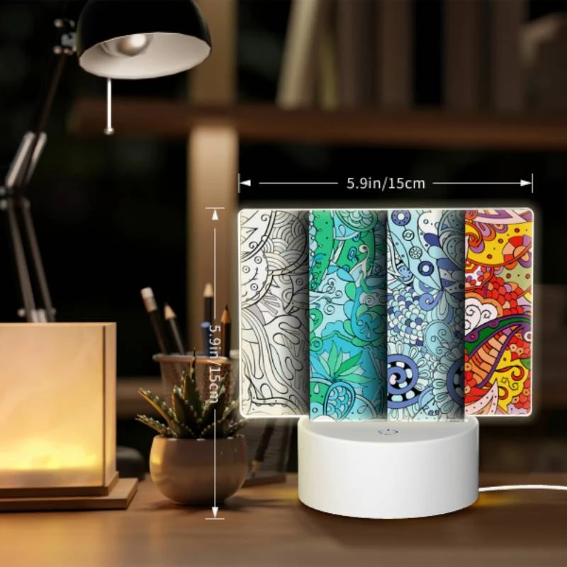 Rectangular Acrylic Night Light, Three colorful designs of flowers are displayed on a wall. Rectangular Acrylic Night Light, Three Colorful Designs Of Flowers Are Displayed On A Wall. -Nuas Diy Shop 47fd711433ebb0dff83e9aa61cbc6f7af285b681