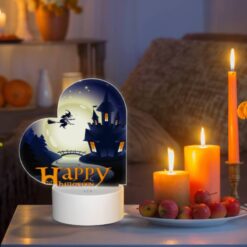 Love Acrylic Night Light, A Witch On A Broom Flies Over A Castle During A Halloween Celebration. -Nuas Diy Shop 48151db93eebaaf3940d0c83a6d97385c6522c99