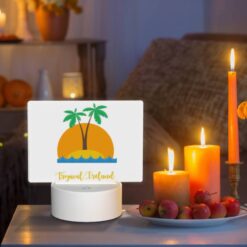 Rectangular Acrylic Night Light, A Tropical Island With A Sun And Two Palm Trees. -Nuas Diy Shop 4816b03aae1a442c03e23b17aed48f2fc9337e79