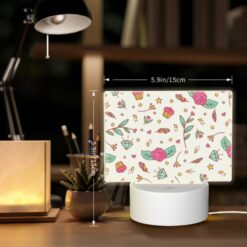 Rectangular Acrylic Night Light, A Pattern Of Flowers And Stars With A Pink Rose In The Center. -Nuas Diy Shop 487c60e5d3807c4761b774095588e975af1a611a