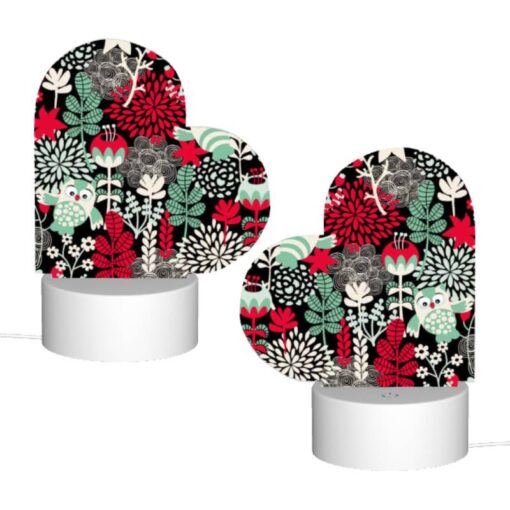 Love Acrylic Night Light, A Colorful Floral Pattern With A Bird And A Red Apple. -Nuas Diy Shop 48dfc6b3ca0552c61a5e588acbf2b1e7ceae66c0