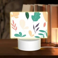 Rectangular Acrylic Night Light, A Collection Of Leaves In Various Colors.