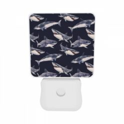 Night Light Set Of 2, A Pattern Of Sharks On A Blue Background. -Nuas Diy Shop 493cfb5736836b43b2d858fe2b9924bd5431bece