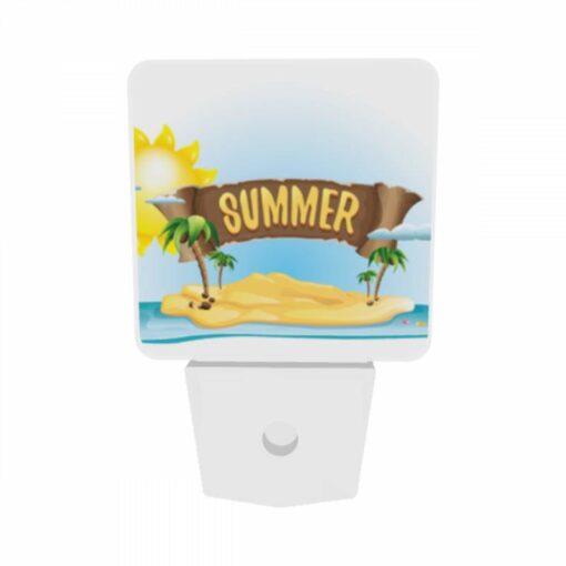 Night Light Set Of 2, A Sign That Says "Summer" On A Beach. -Nuas Diy Shop 494153046128e8bed01a1bbbe39069200debb242