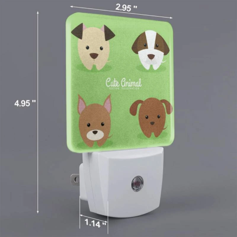 Night Light Set of 2, Four different colored dogs are shown in a row. Night Light Set Of 2, Four Different Colored Dogs Are Shown In A Row. -Nuas Diy Shop 49545a7d8470fc4083261409f21d50cd47cd422b
