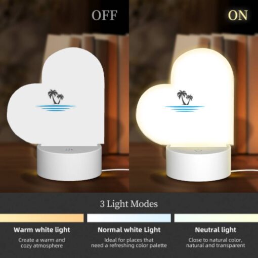 Love Acrylic Night Light, A Black And White Image Of A Beach With Palm Trees. -Nuas Diy Shop 4976c942a123efa362ccf622953bd8445117889f