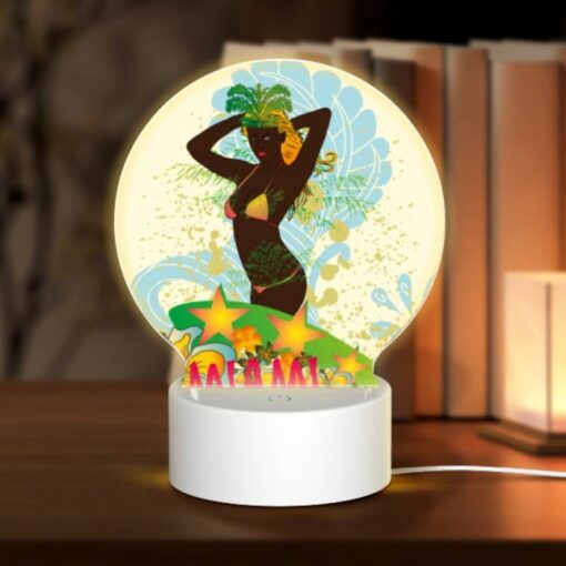 Round Acrylic Night Light, A Woman Wearing A Grass Skirt And A Star Headband Is Posing For A Picture. -Nuas Diy Shop 497c0a7ed1e77b675dded082c5359aba2acf169e