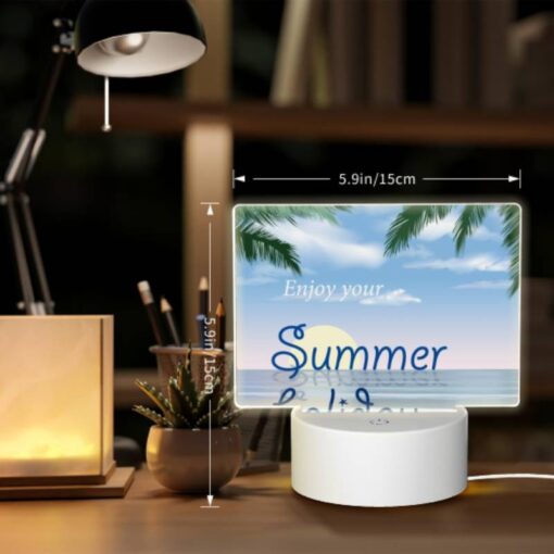Rectangular Acrylic Night Light, A Beautiful Beach Scene With A Palm Tree And A Shell. -Nuas Diy Shop 498da486d0abe9dd498ab6651ff38cff3a296276