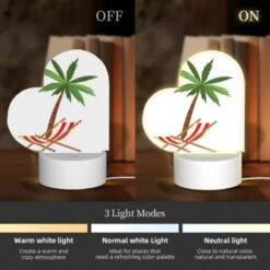 Love Acrylic Night Light, A Palm Tree Is Shown In A Red And White Striped Chair. -Nuas Diy Shop 498e60ecb2f531ead267575a234fe9ef4b1fc81b