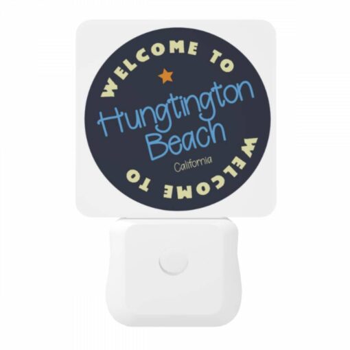 Night Light, A Blue And White Sign That Says Welcome To Huntington Beach. -Nuas Diy Shop 49b02439c2a8348d6bf3b99f5d609afb533c8ab7