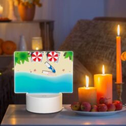 Rectangular Acrylic Night Light, A Red And White Umbrella Is Laying On The Beach. -Nuas Diy Shop 4a41b6ae84b910dee54e3b6ceeb55176eb76a7b6
