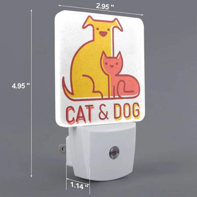 Night Light Set of 2, A yellow dog and a red cat sitting together. Night Light Set Of 2, A Yellow Dog And A Red Cat Sitting Together. -Nuas Diy Shop 4a78bf1f1dcaae013d174e85639179efbb76ac43